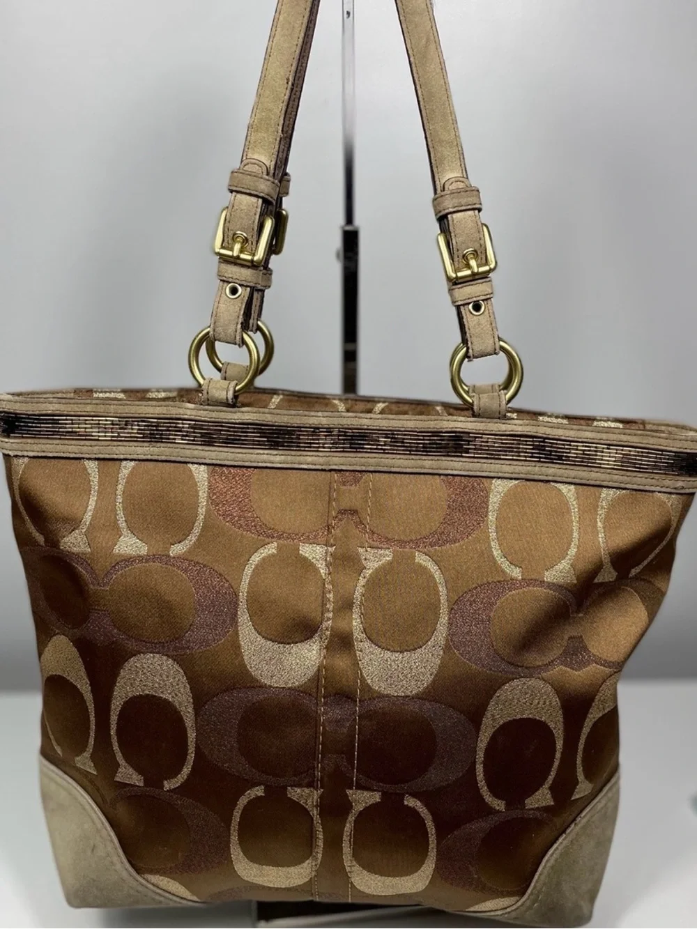 Coach Vintage 2006 Signature C Lilia Metallic Tote Bag